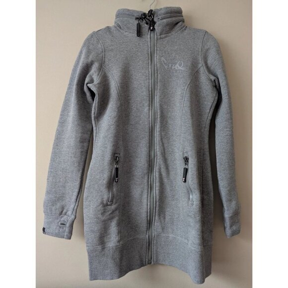 Triple Five Soul Women’s Extra Long Full Zip Hoodie Jacket Skater Logo Size M/L - Picture 1 of 7